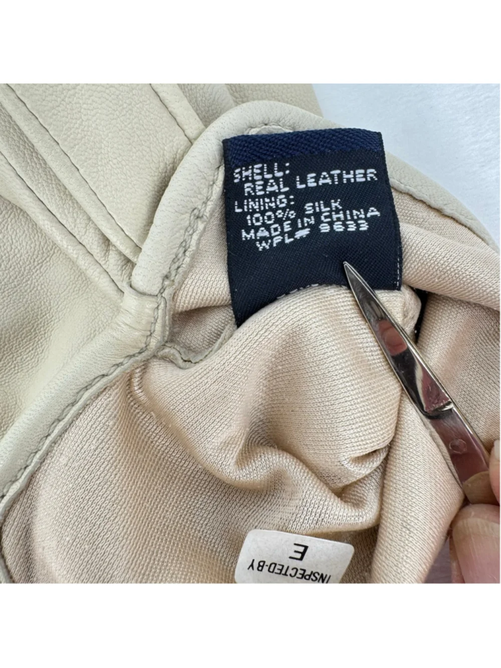 Vintage Beige Leather Gloves Preston & York Butter Soft Silk Lined Sz 6.5/Small
